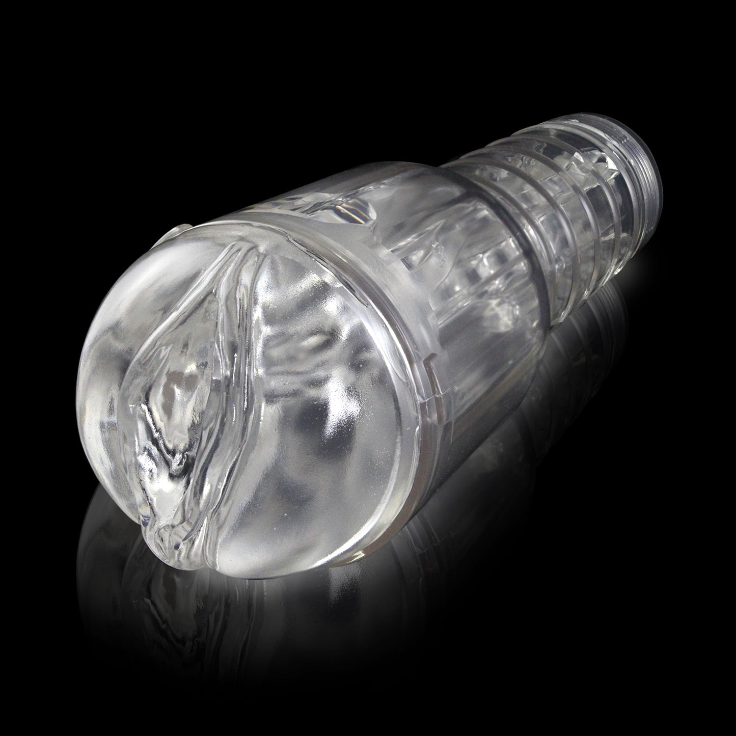 Male Masturbator Handheld Realistic Textured Inside in Totally Clear