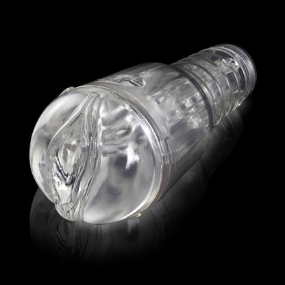 Male Masturbator Handheld Realistic Textured Inside in Totally Clear