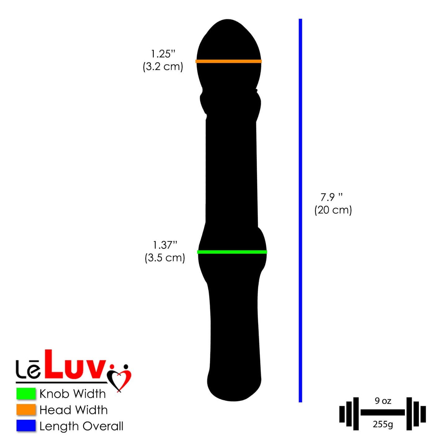 LeLuv Glass 8 Inch Pointed Head Red Helix Bulbed Shaft Dildo