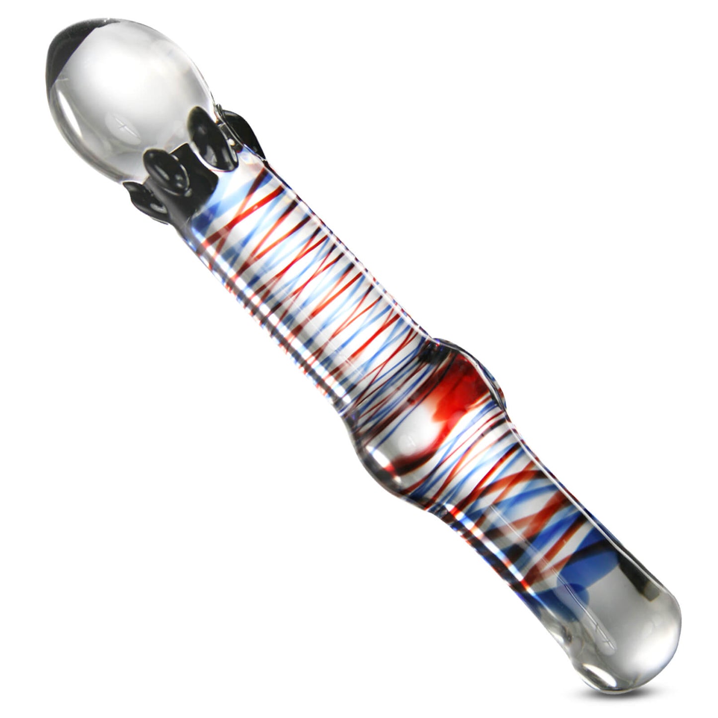 LeLuv Glass 8 Inch Pointed Head Red Helix Bulbed Shaft Dildo