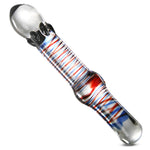 LeLuv Glass 8 Inch Pointed Head Red Helix Bulbed Shaft Dildo