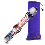 LeLuv Glass 8 Inch Pointed Head Red Helix Bulbed Shaft Dildo
