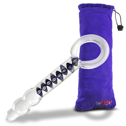 LeLuv Glass 8 Inch Helix Wand Ring Handle Dildo