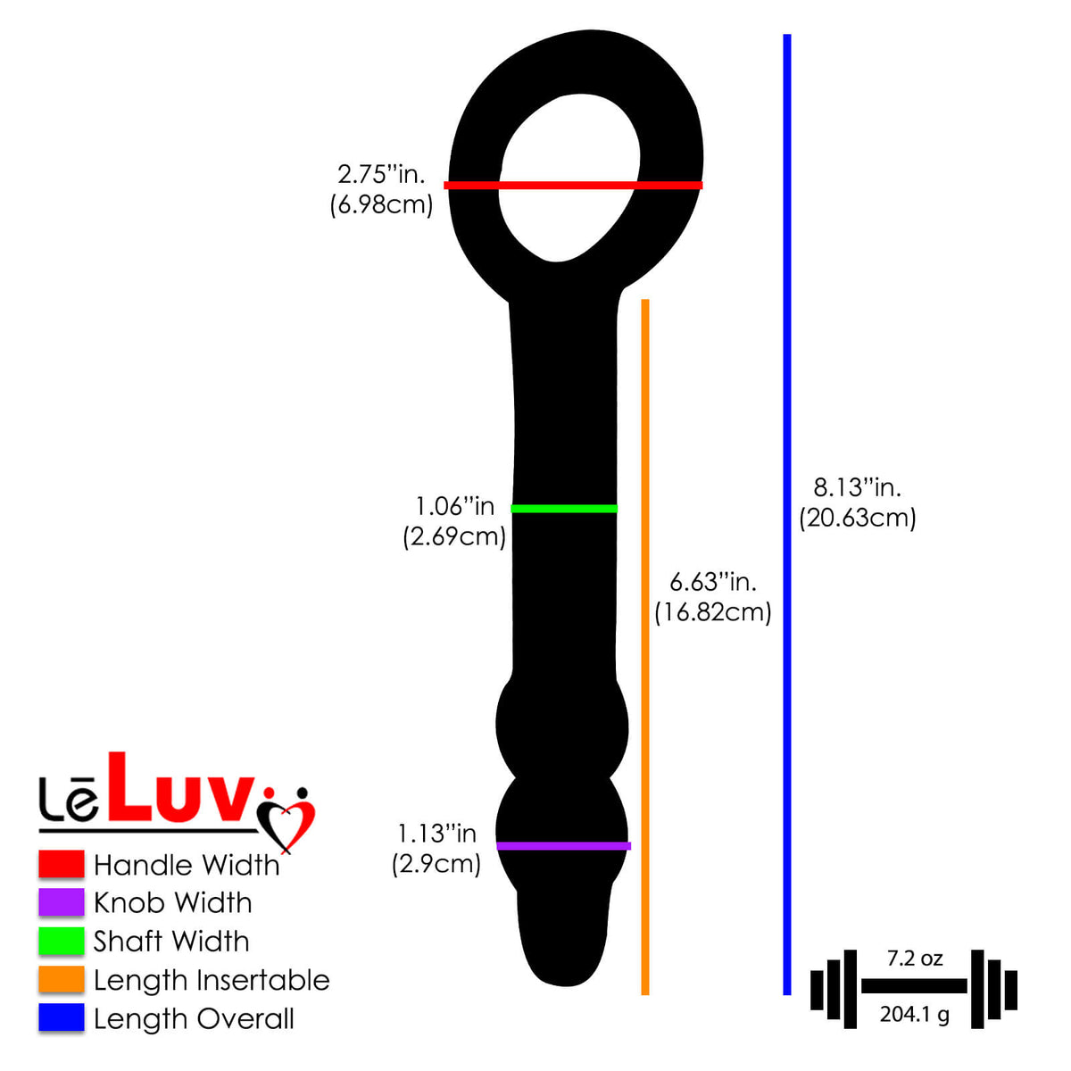 LeLuv Glass 8 Inch Helix Wand Ring Handle Dildo