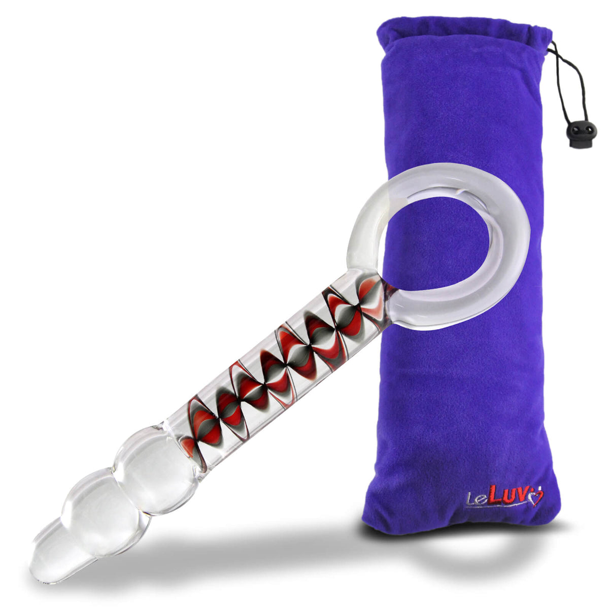 LeLuv Glass 8 Inch Helix Wand Ring Handle Dildo