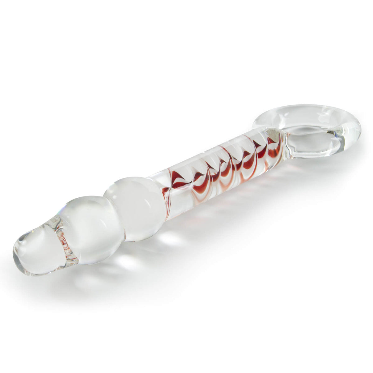 LeLuv Glass 8 Inch Helix Wand Ring Handle Dildo