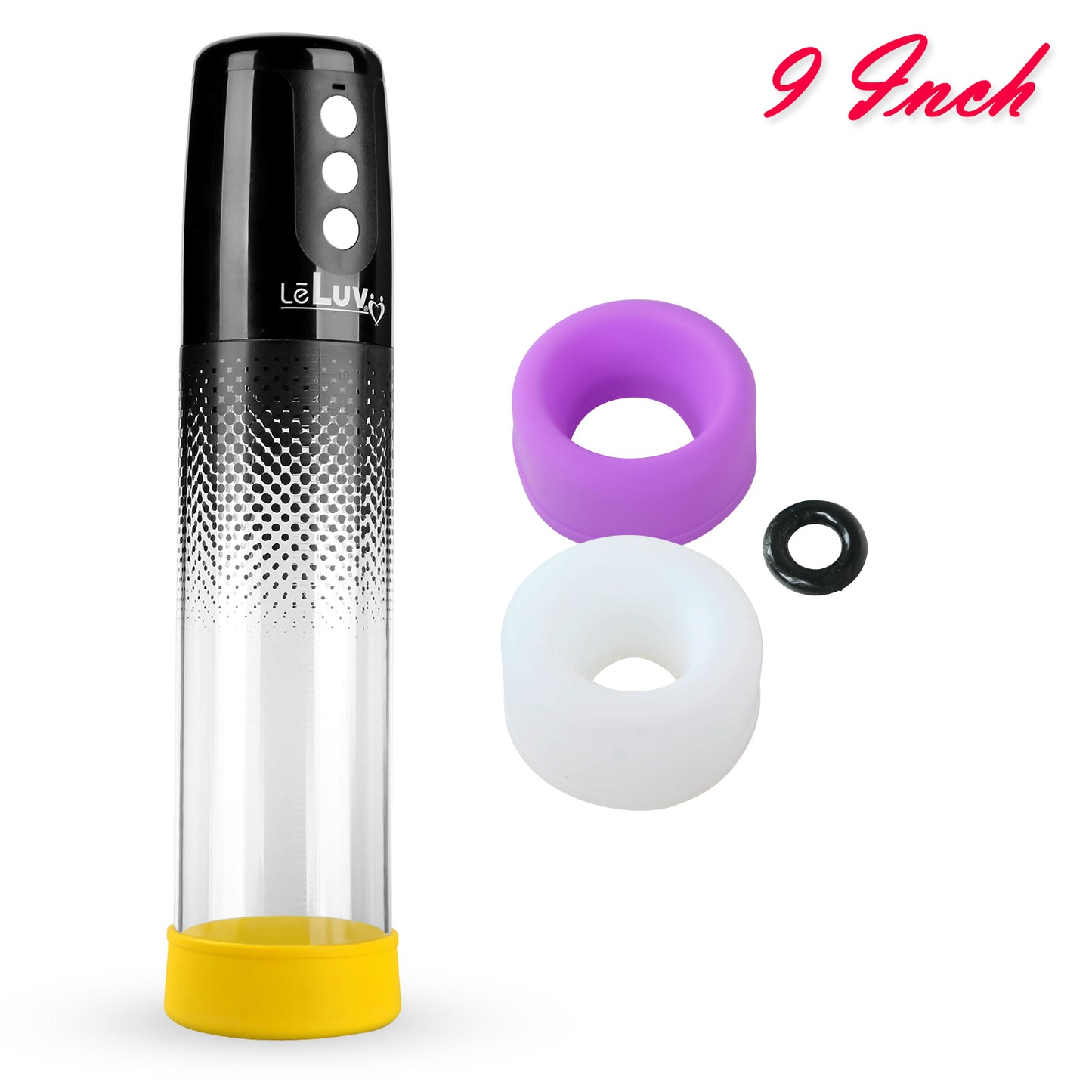 LeLuv® iPump® 3-Speed Battery-Powered Penis Pump with Donut Cock Ring & 3 Premium Sleeves