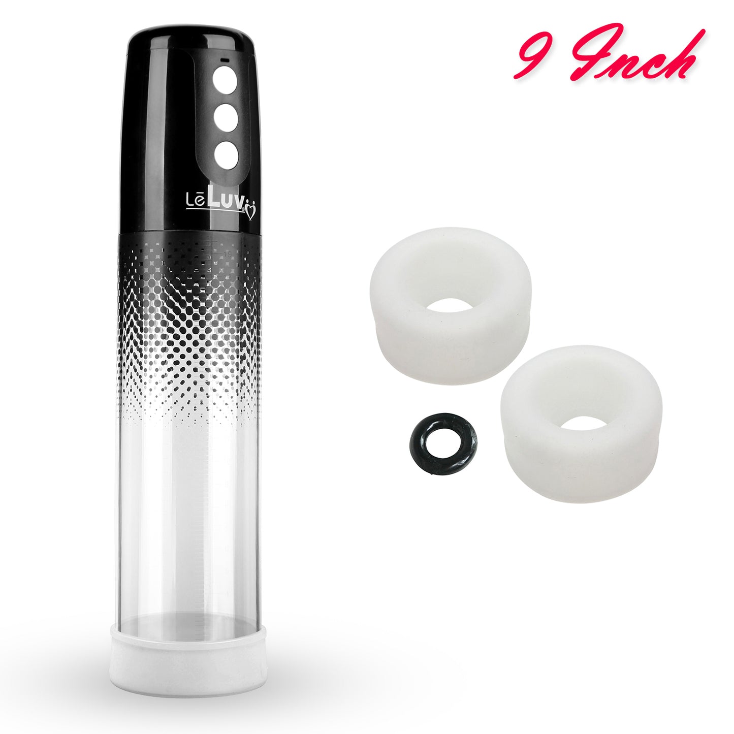 LeLuv® iPump® 3-Speed Battery-Powered Penis Pump with Donut Cock Ring & 3 Premium Sleeves