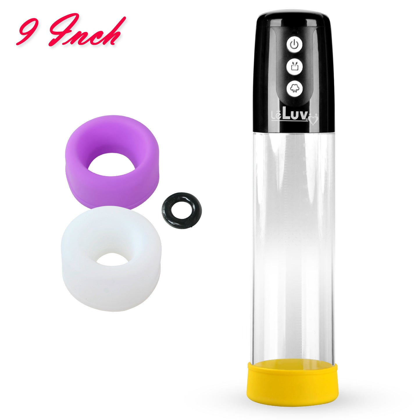 LeLuv® iPump® 3-Speed Battery-Powered Penis Pump with Donut Cock Ring & 3 Premium Sleeves