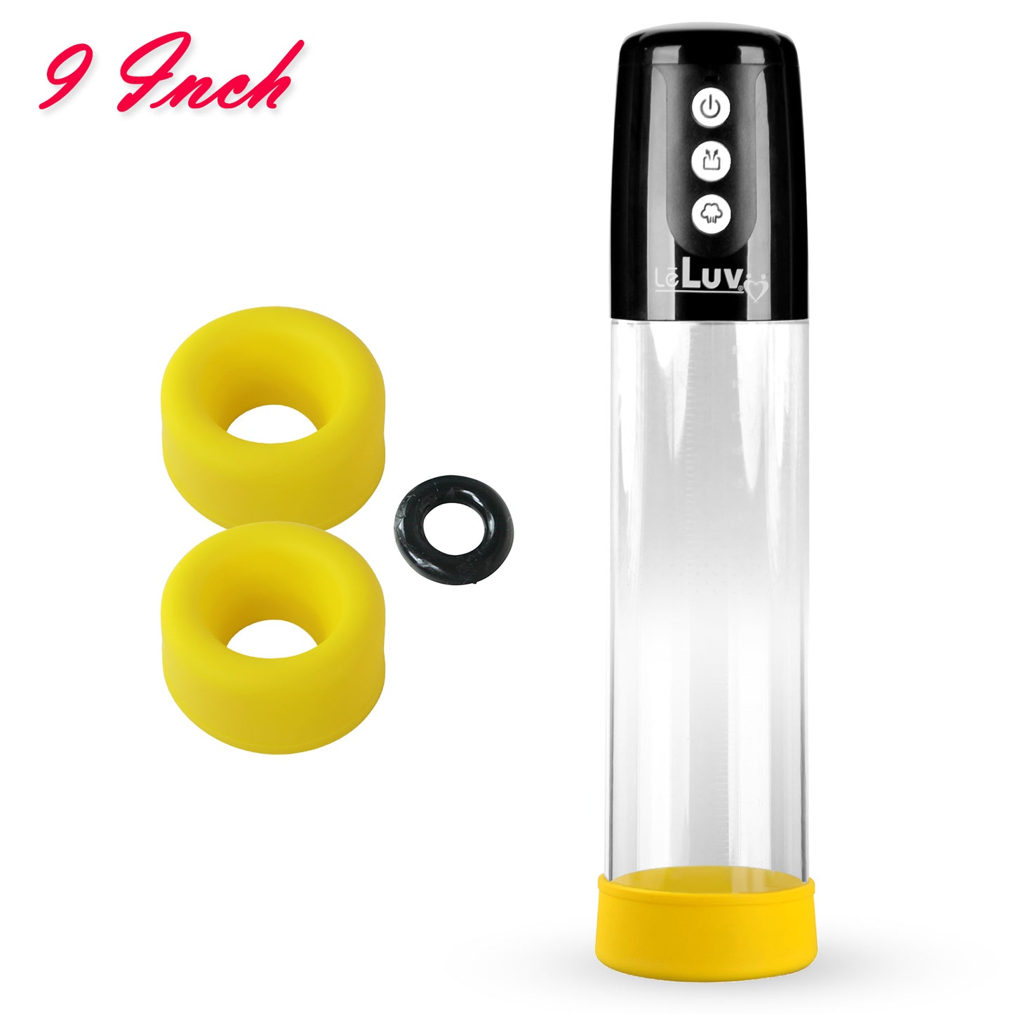 LeLuv® iPump® 3-Speed Battery-Powered Penis Pump with Donut Cock Ring & 3 Premium Sleeves