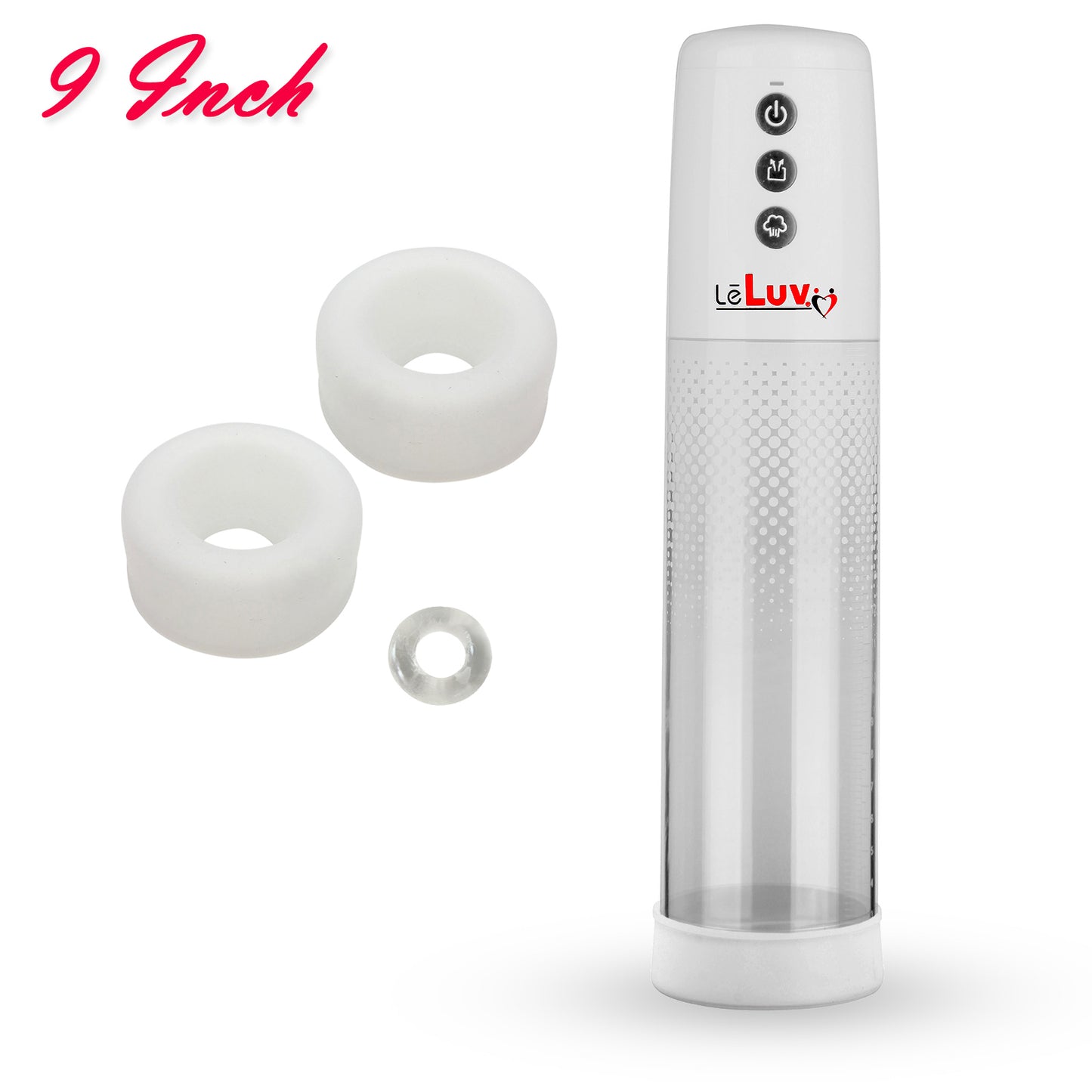 LeLuv® iPump® 3-Speed Battery-Powered Penis Pump with Donut Cock Ring & 3 Premium Sleeves