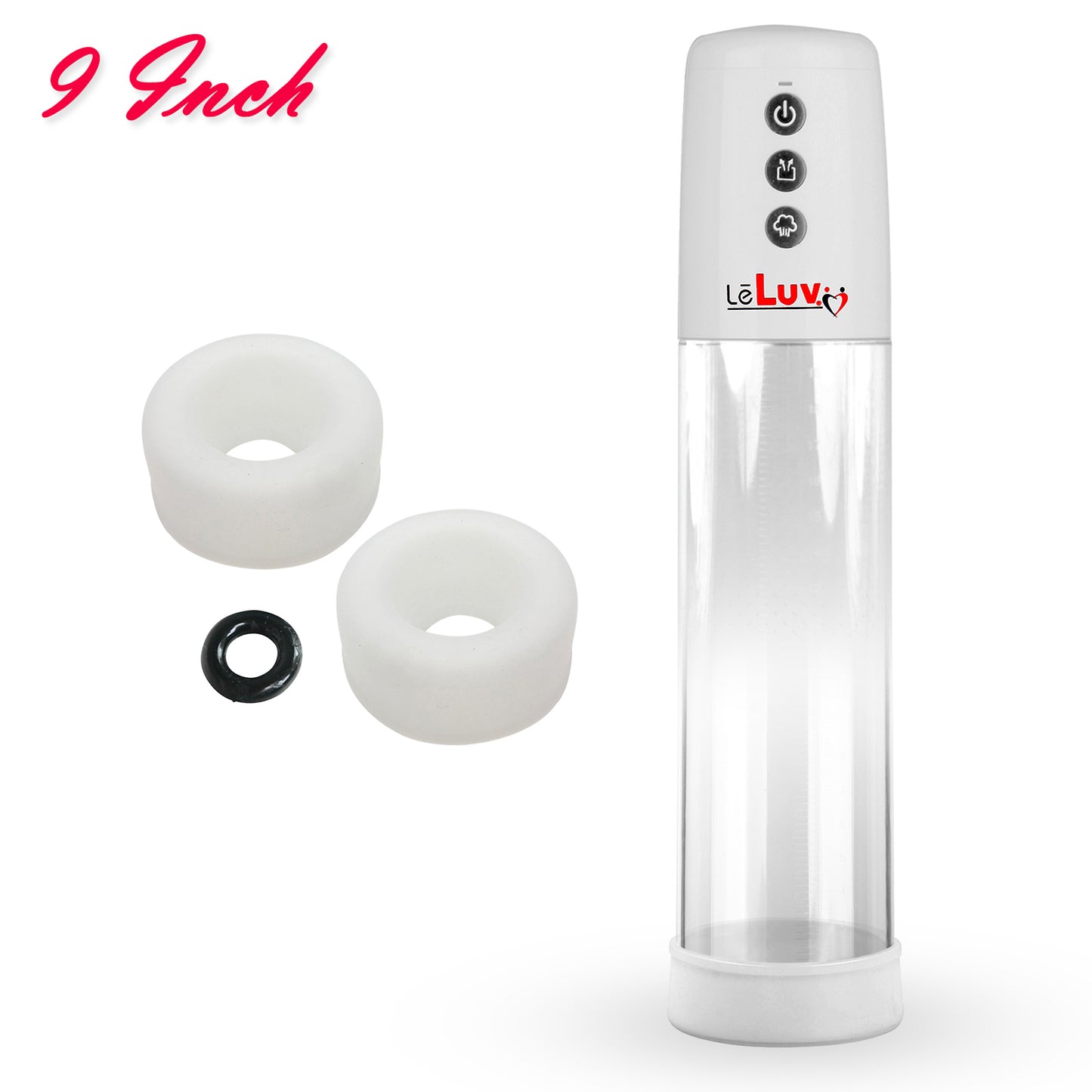 LeLuv® iPump® 3-Speed Battery-Powered Penis Pump with Donut Cock Ring & 3 Premium Sleeves