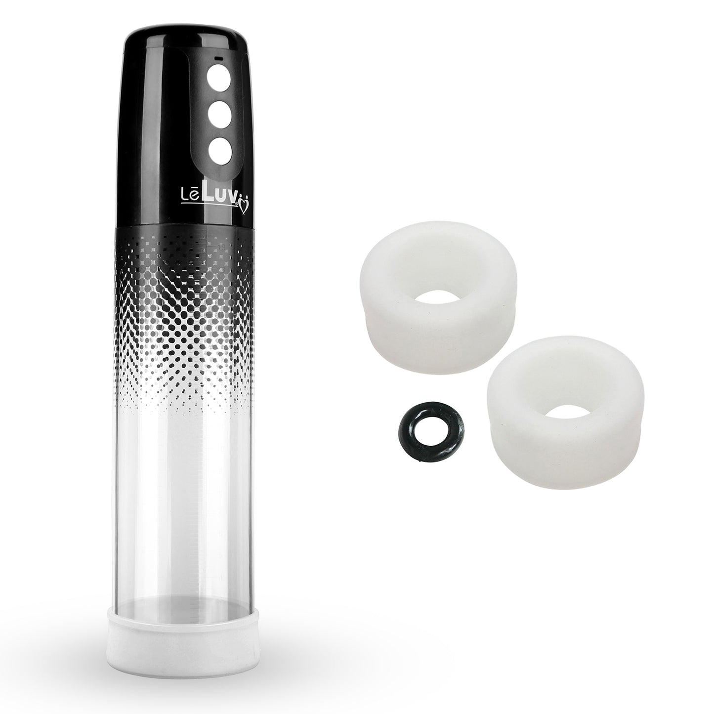 LeLuv® iPump® 3-Speed Battery-Powered Penis Pump with Donut Cock Ring & 3 Premium Sleeves