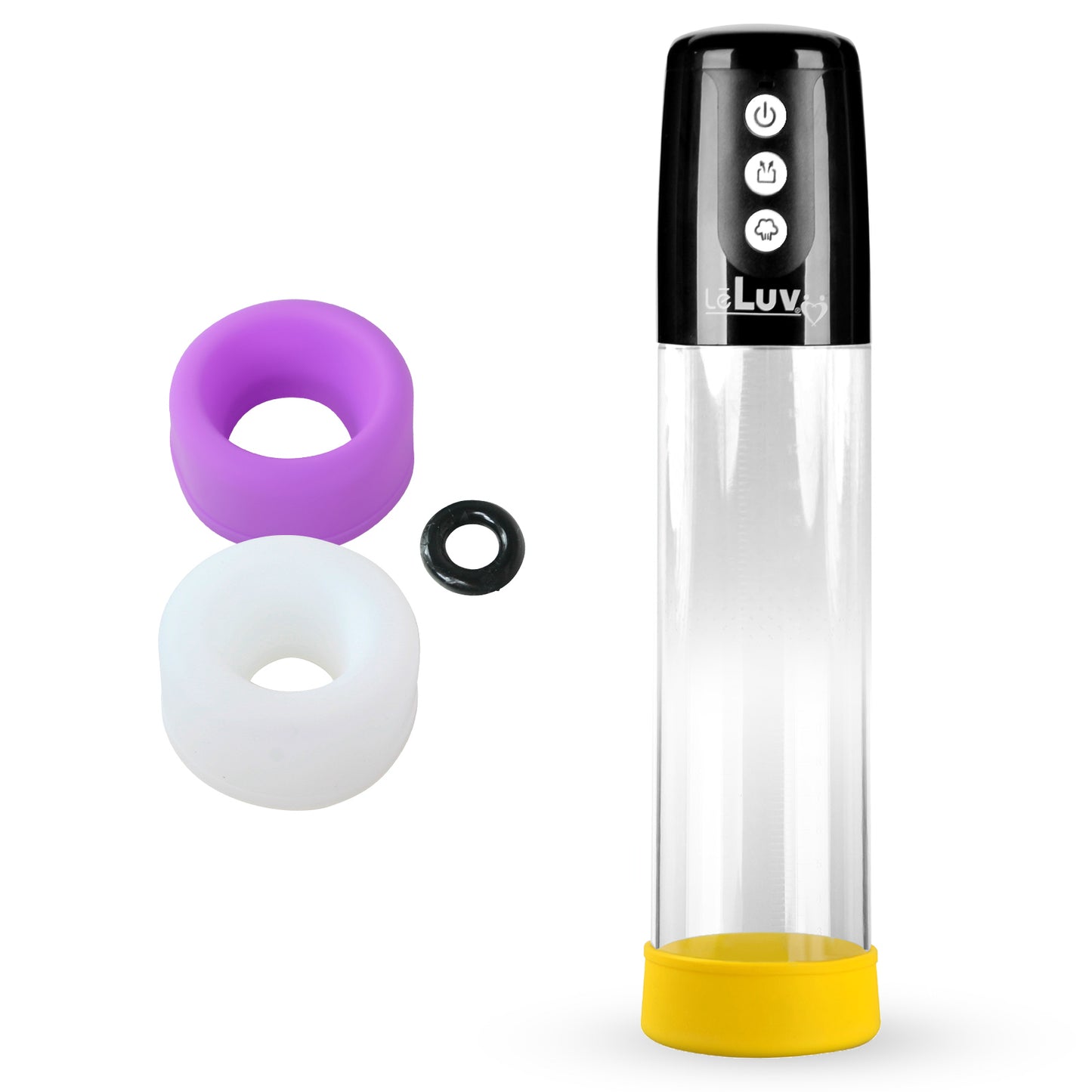 LeLuv® iPump® 3-Speed Battery-Powered Penis Pump with Donut Cock Ring & 3 Premium Sleeves