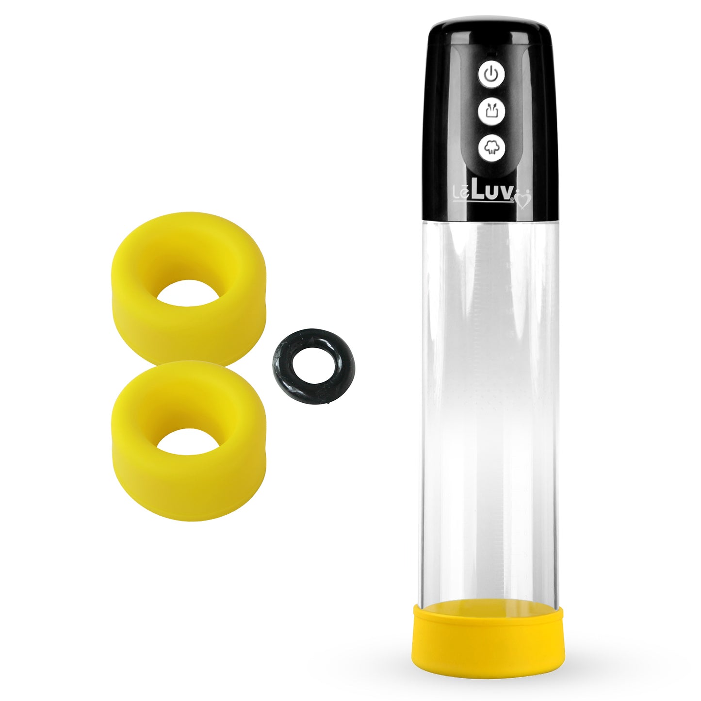 LeLuv® iPump® 3-Speed Battery-Powered Penis Pump with Donut Cock Ring & 3 Premium Sleeves