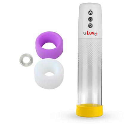 LeLuv® iPump® 3-Speed Battery-Powered Penis Pump with Donut Cock Ring & 3 Premium Sleeves