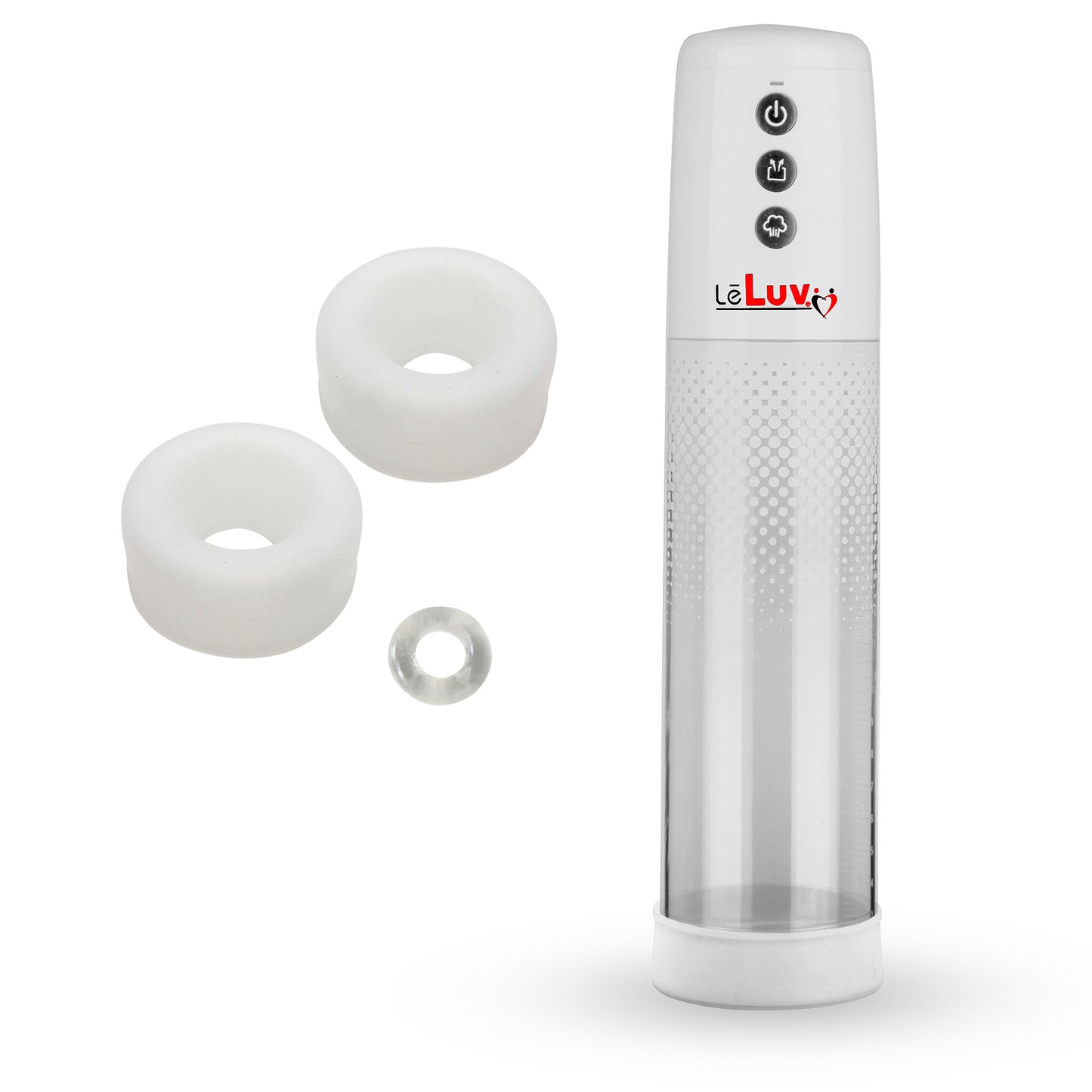 LeLuv® iPump® 3-Speed Battery-Powered Penis Pump with Donut Cock Ring & 3 Premium Sleeves