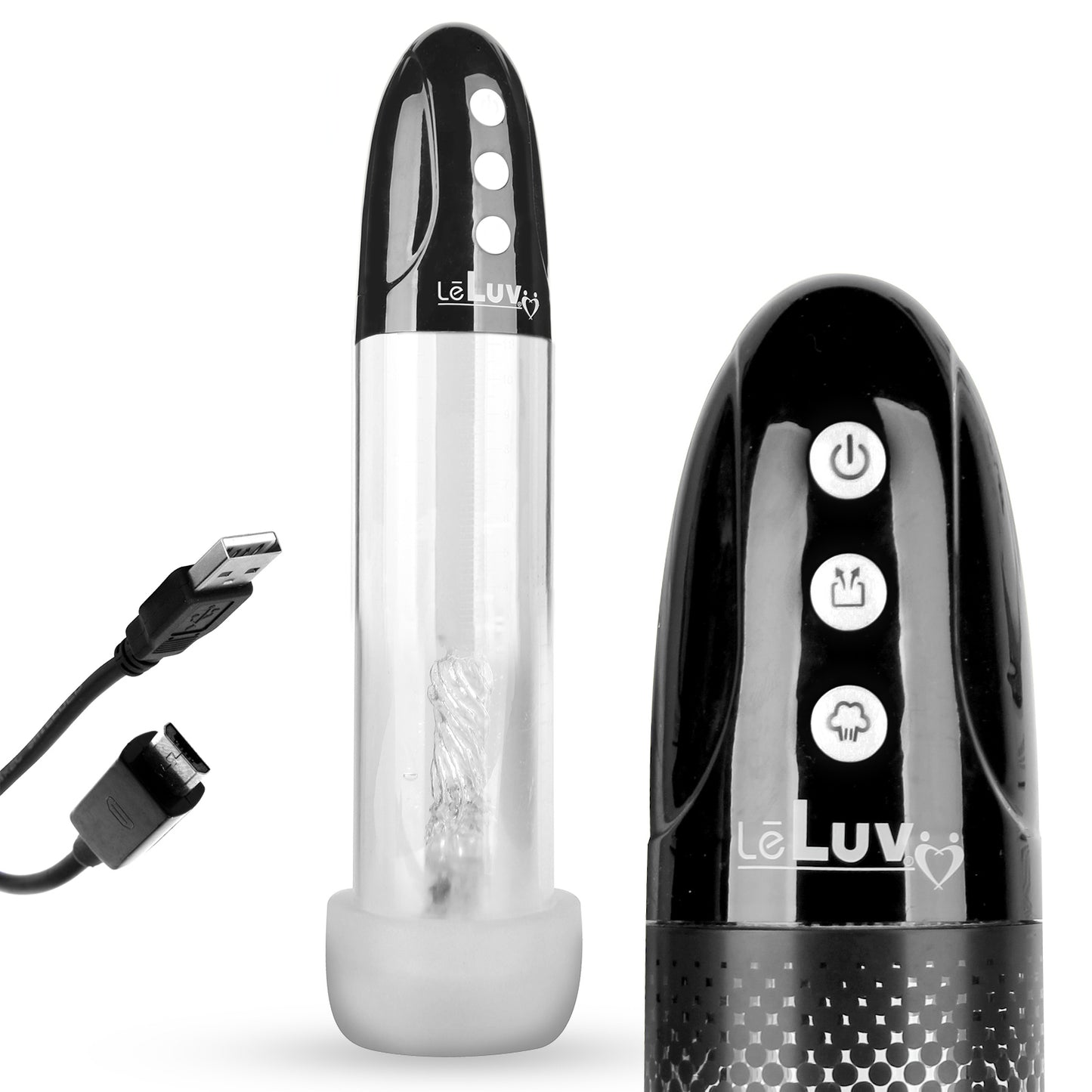 LeLuv® iPump® USB Rechargeable 3-Speed Penis Pump with TPR or Magic Sleeve™