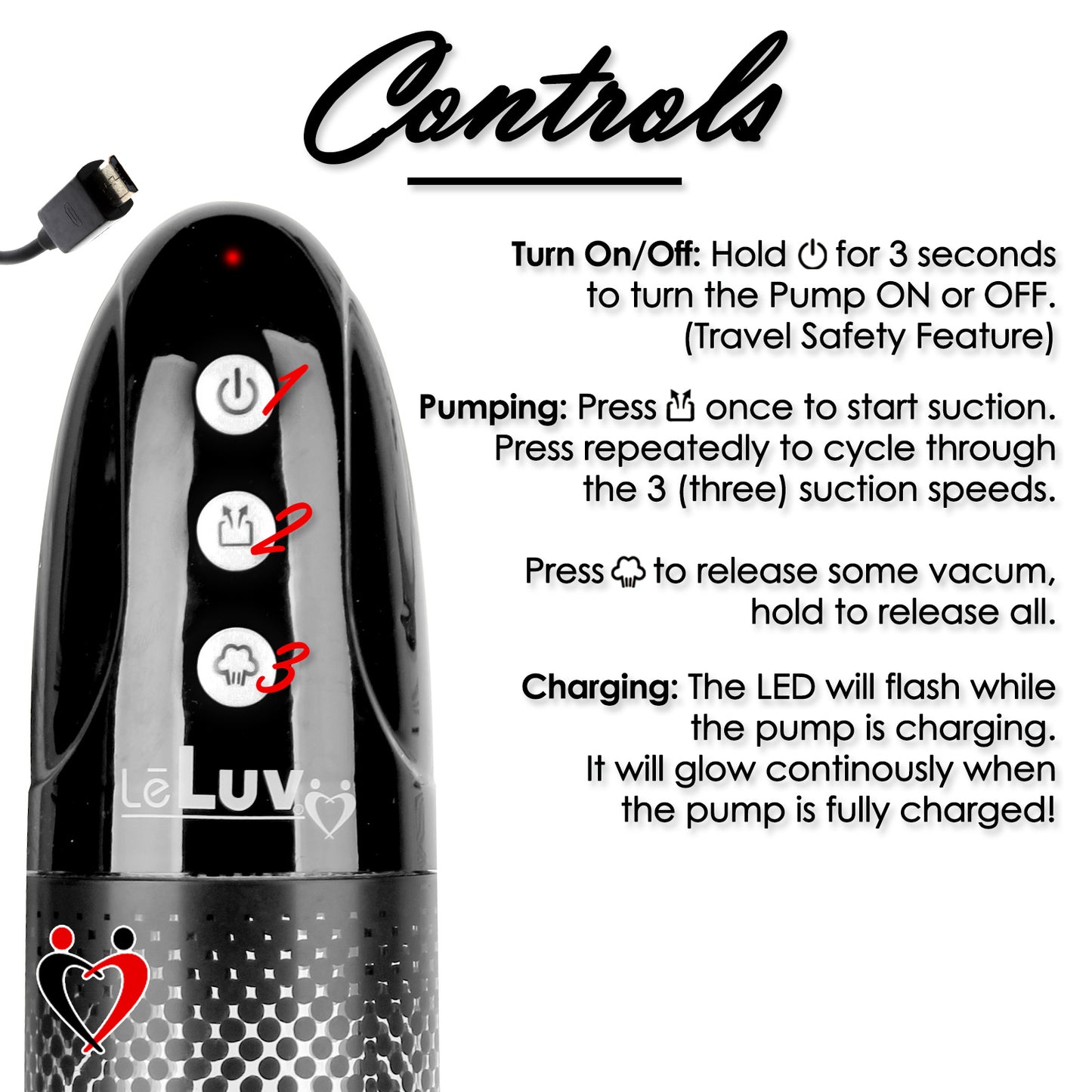 LeLuv® iPump® USB Rechargeable 3-Speed Penis Pump with TPR or Magic Sleeve™