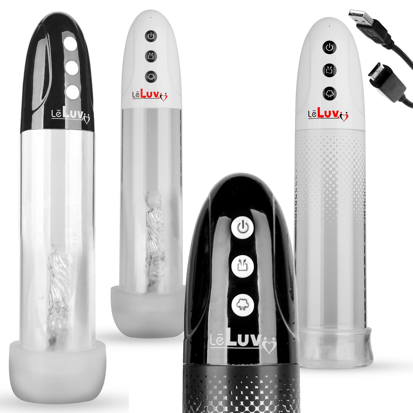 LeLuv® iPump® USB Rechargeable 3-Speed Penis Pump with TPR or Magic Sleeve™