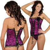 Lingerie Boned Corset Strapless Costume Lace Bustier Set