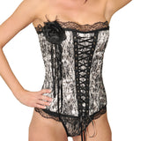 Lingerie Boned Corset Strapless Costume Lace Bustier Set