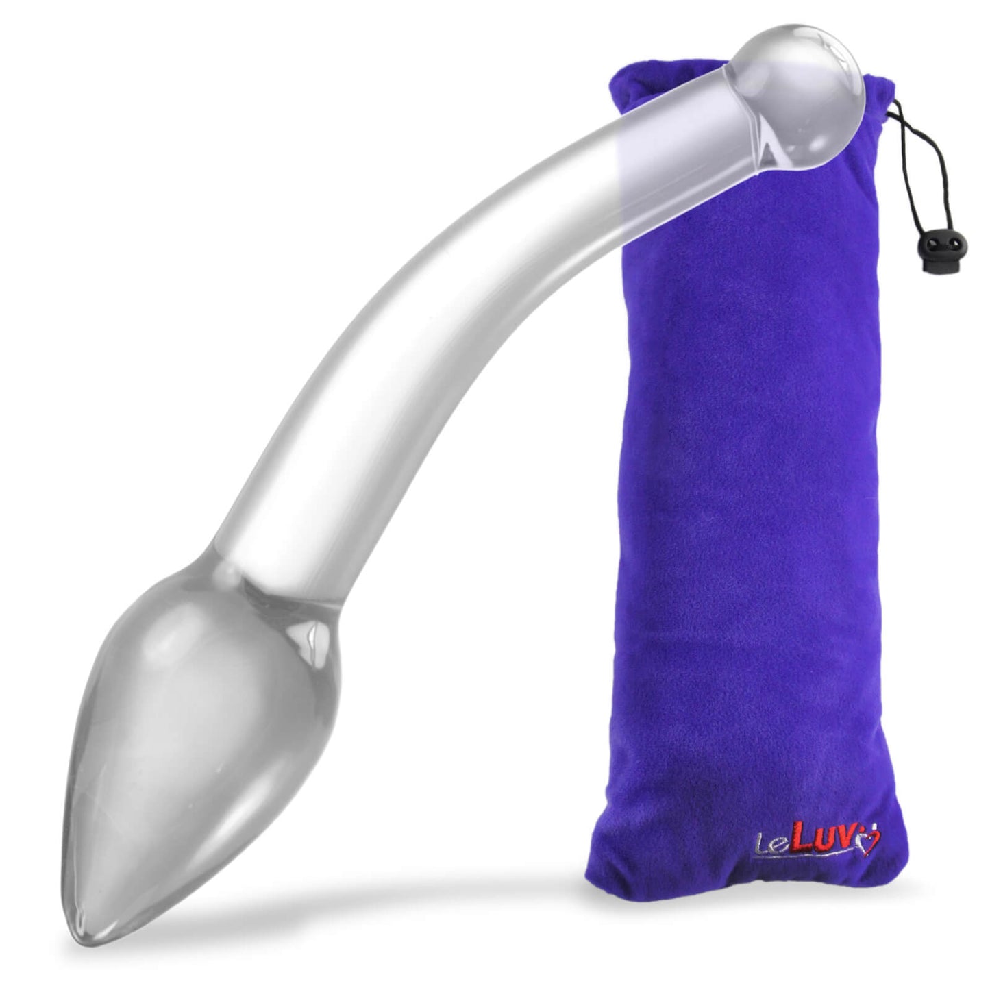 LeLuv Glass Bent Handle Wand G-Spot or Prostate Massager