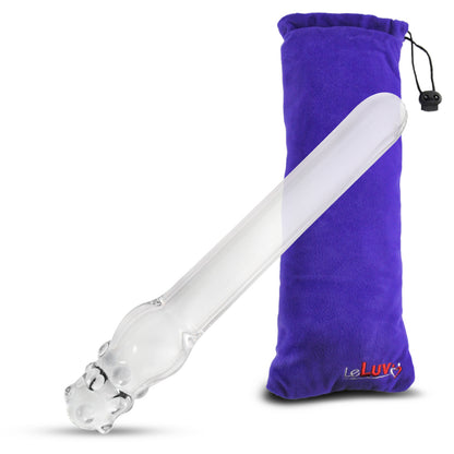 Glass 9 Inch Love Baton Smooth Shaft and G-Spot Head Dildo