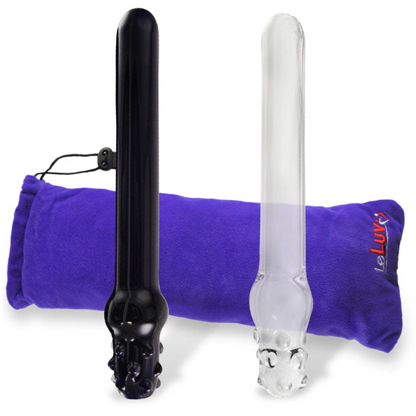Glass 9 Inch Love Baton Smooth Shaft and G-Spot Head Dildo
