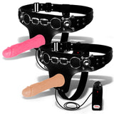 7.75" Vibrating Strap-On with Adjustable Chain Harness