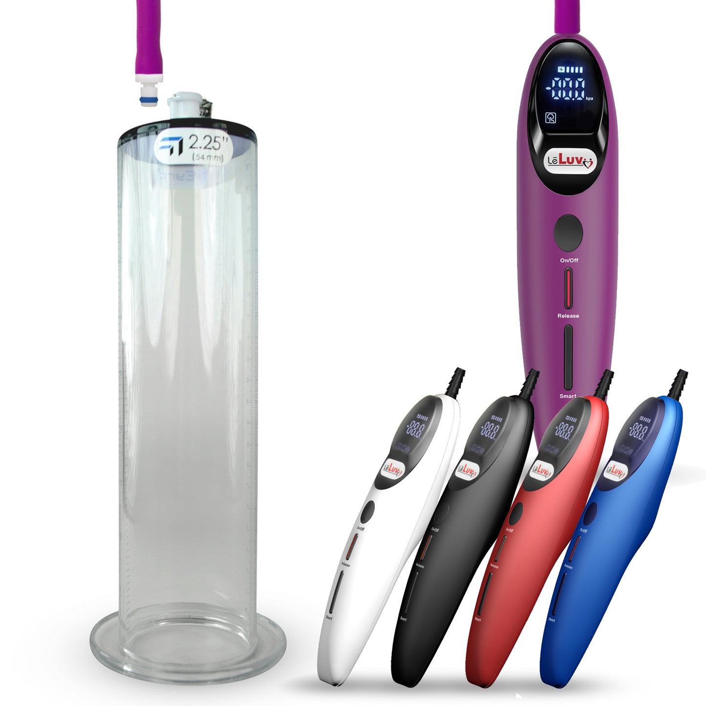 LeLuv Magna Smart LCD Penis Pump | 9 or 12 Inch Length Cylinder | Wide Flange
