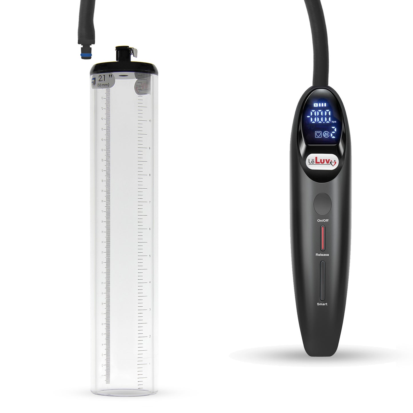 Magna Smart LCD Black Handheld Electric Penis Pump 2.1" Diameter x 12" Length Thick-Walled Penis Cylinder