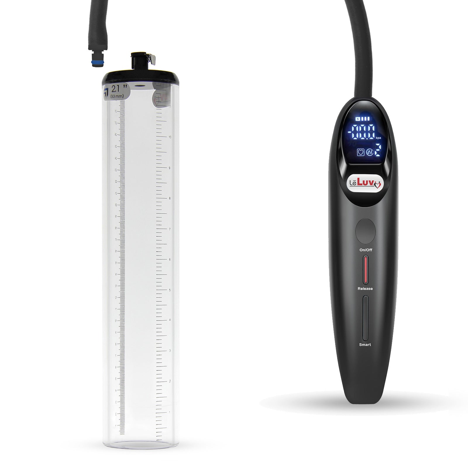 Magna Smart LCD Black Handheld Electric Penis Pump 2.1" Diameter x 12" Length Thick-Walled Penis Cylinder