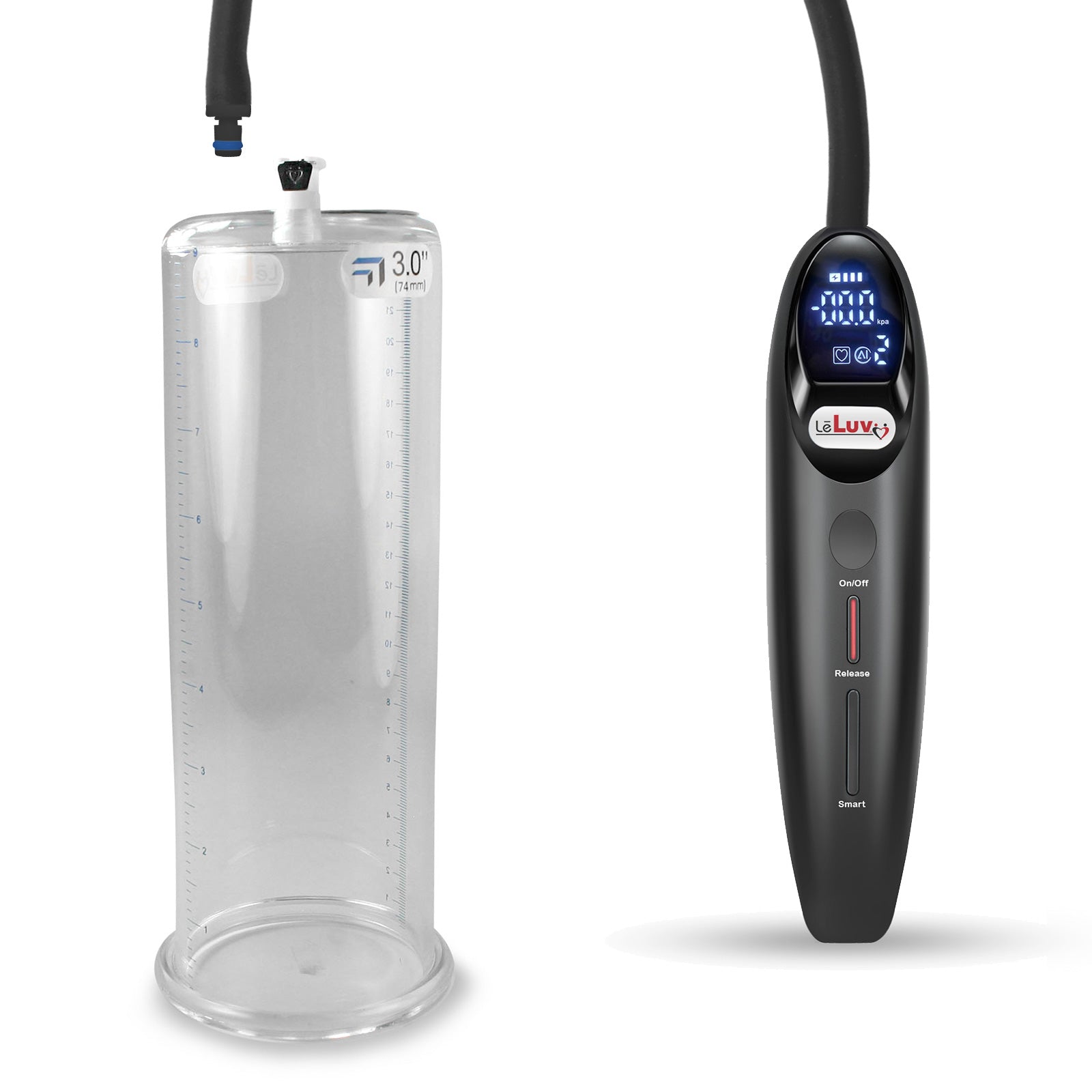 LeLuv Magna Smart LCD Penis Pump | 9 or 12 Inch Length Cylinder | Roun LeLuv Magna Smart LCD Penis Pump | 9 or 12 Inch Length Cylinder | Roun