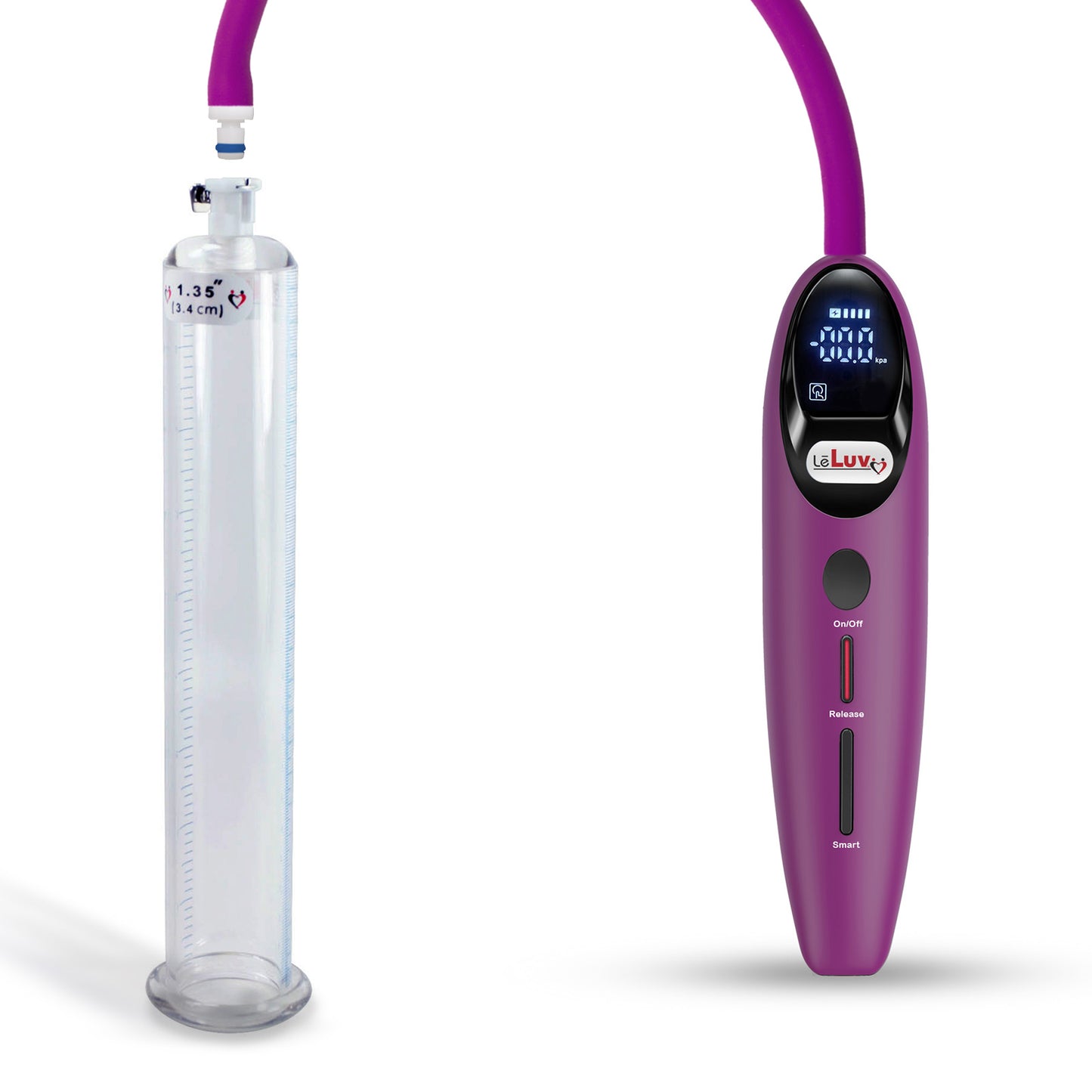 Magna LCD Smart Purple Handheld Electric Penis Pump - 9" x 1.35" Acrylic Cylinder