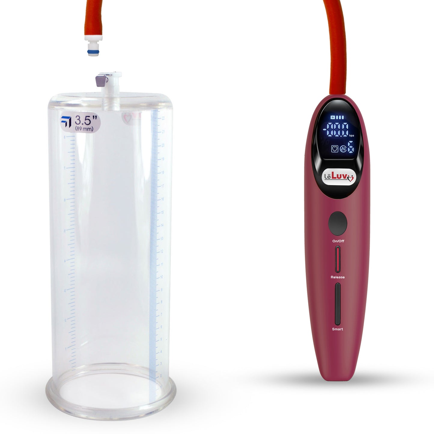 Magna LCD Smart Red Handheld Electric Penis Pump - 9" x 3.50" Acrylic Cylinder