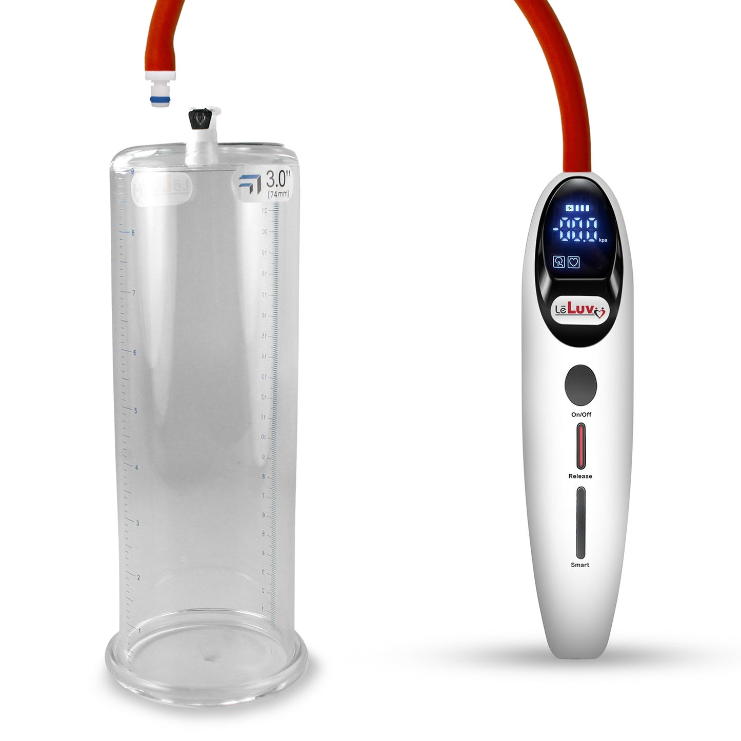 Magna LCD Smart White Handheld Electric Penis Pump - 9" x 3.00" Acrylic Cylinder