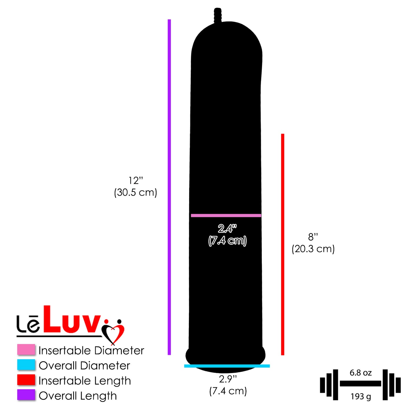 Penis Pump MASTER GAUGE T-Grip Handle 2.4 Inch Diameter