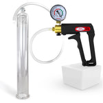 LeLuv Maxi Penis Pump | Black/Grey Handle, Clear Hose, No Gauge | Round Flange Cylinder