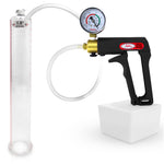 LeLuv Maxi Penis Pump | Black/Grey Handle, Clear Hose, No Gauge | Round Flange Cylinder