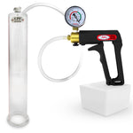 LeLuv Maxi Penis Pump | Black/Grey Handle, Clear Hose, No Gauge | Round Flange Cylinder
