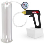 LeLuv Maxi Penis Pump | Black/Grey Handle, Clear Hose, No Gauge | Round Flange Cylinder
