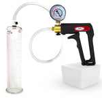 LeLuv Maxi Penis Pump | Black/Grey Handle, Clear Hose, No Gauge | Round Flange Cylinder