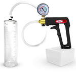 LeLuv Maxi Penis Pump | Black/Grey Handle, Clear Hose, No Gauge | Round Flange Cylinder