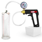 LeLuv Maxi Penis Pump | Black/Grey Handle, Clear Hose, No Gauge | Round Flange Cylinder
