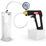 LeLuv Maxi Penis Pump | Black/Grey Handle, Clear Hose, No Gauge | Round Flange Cylinder