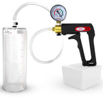 LeLuv Maxi Penis Pump | Black/Grey Handle, Clear Hose, No Gauge | Round Flange Cylinder