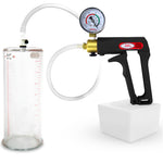 LeLuv Maxi Penis Pump | Black/Grey Handle, Clear Hose, No Gauge | Round Flange Cylinder