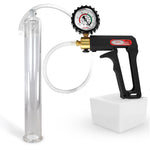 LeLuv Maxi Penis Pump | Black/Grey Handle, Clear Hose, No Gauge | Round Flange Cylinder