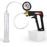 LeLuv Maxi Penis Pump | Black/Grey Handle, Clear Hose, No Gauge | Round Flange Cylinder